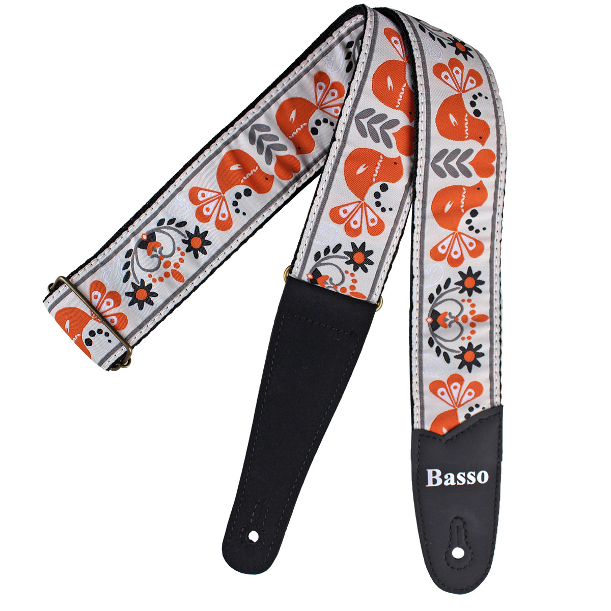 Correia Alça Guitarra Violão e Baixo Basso JC 04 Jacquard Branca