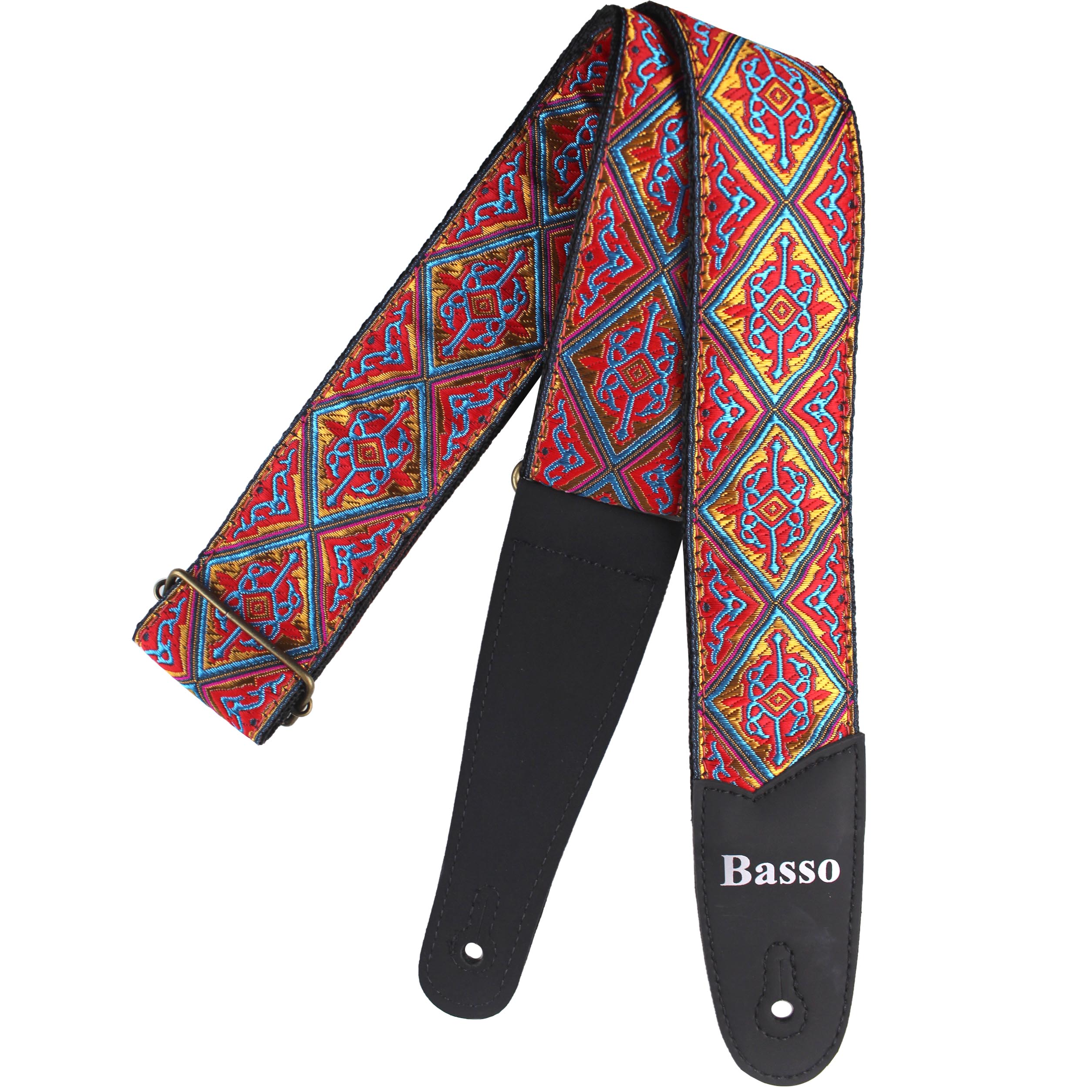 Correia Alça Guitarra Violão e Baixo Basso JC 13 Jacquard Vermelha