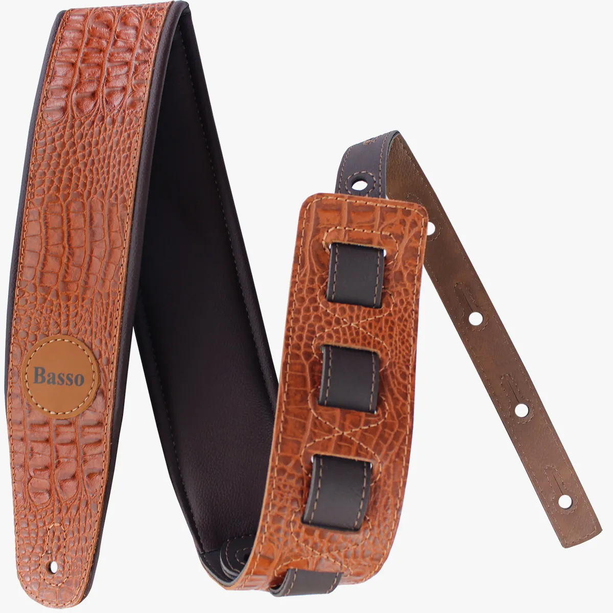 Correia Alça Violão Guitarra Baixo Basso Couro Croco Marrom