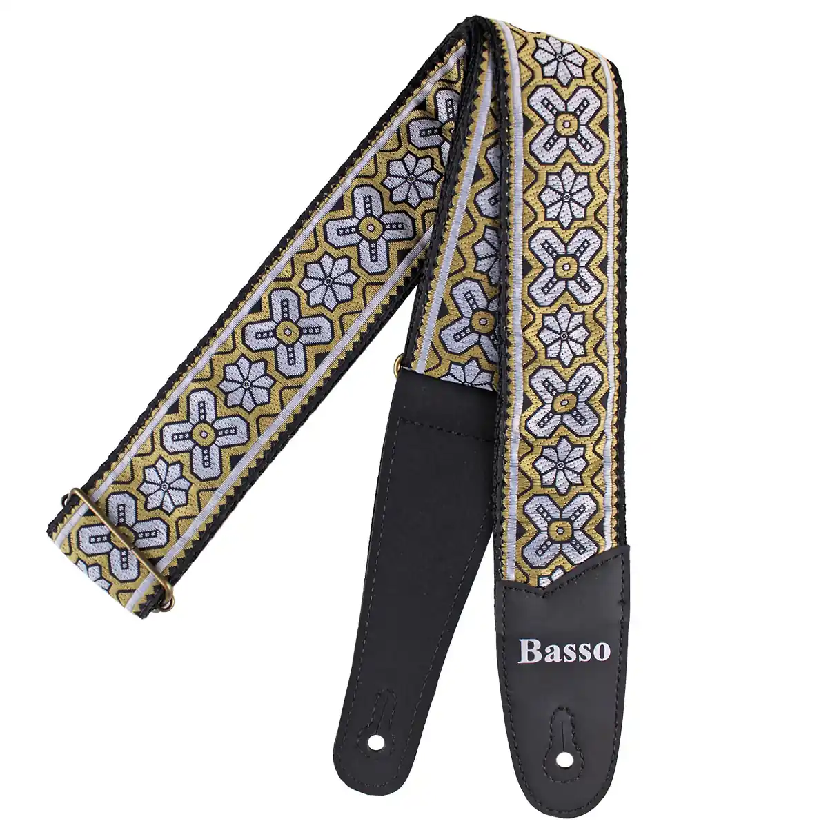 Correia Alça Guitarra Violão Baixo Basso Jacquard Analog Daisy Vintage Ajustável Ponteiras Reforçadas Modelo JC 11