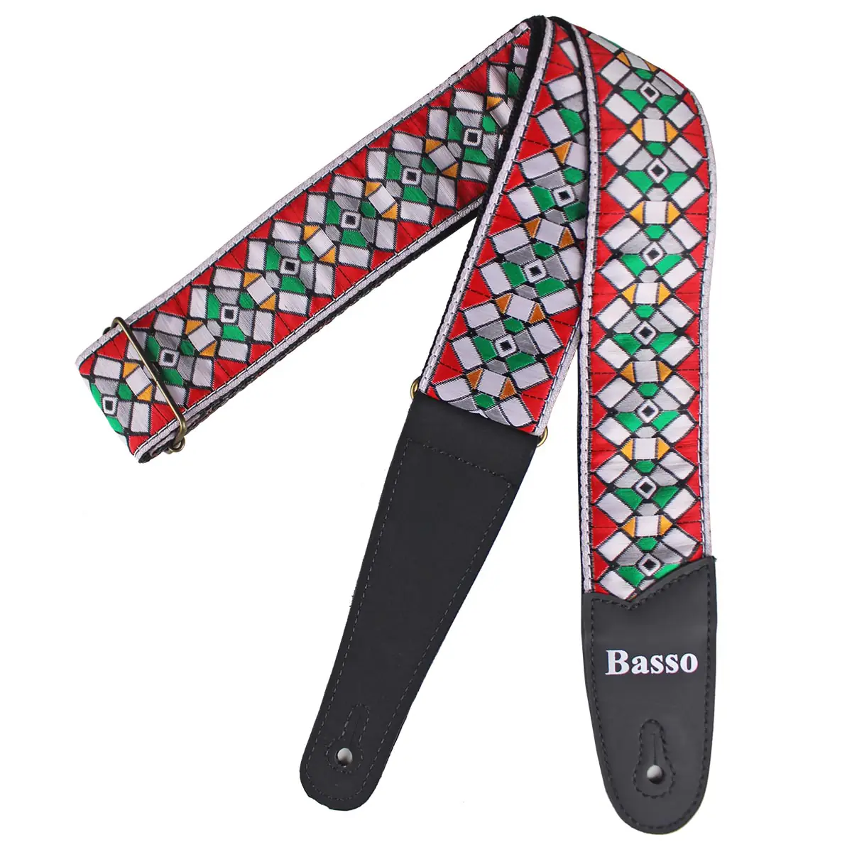 Correia Alça Guitarra Violão Baixo Basso Jacquard Ruby Echo Vintage Ajustável Ponteiras Reforçadas Modelo JC 33