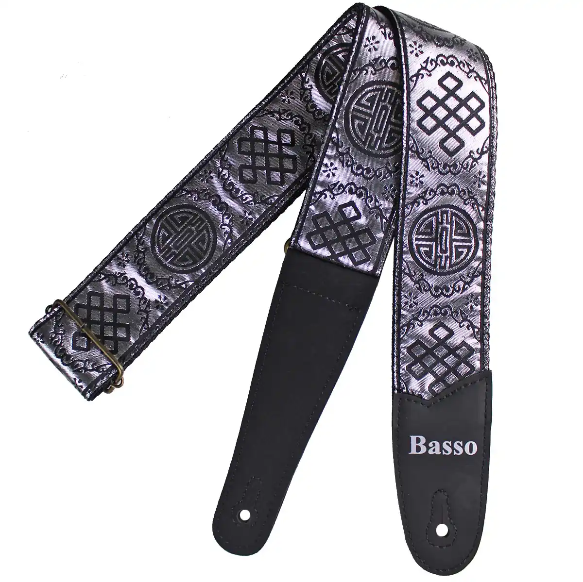 Correia Alça Guitarra Violão Baixo Basso Jacquard Silverwing Vintage Ajustável Ponteiras Reforçadas Modelo JC 37