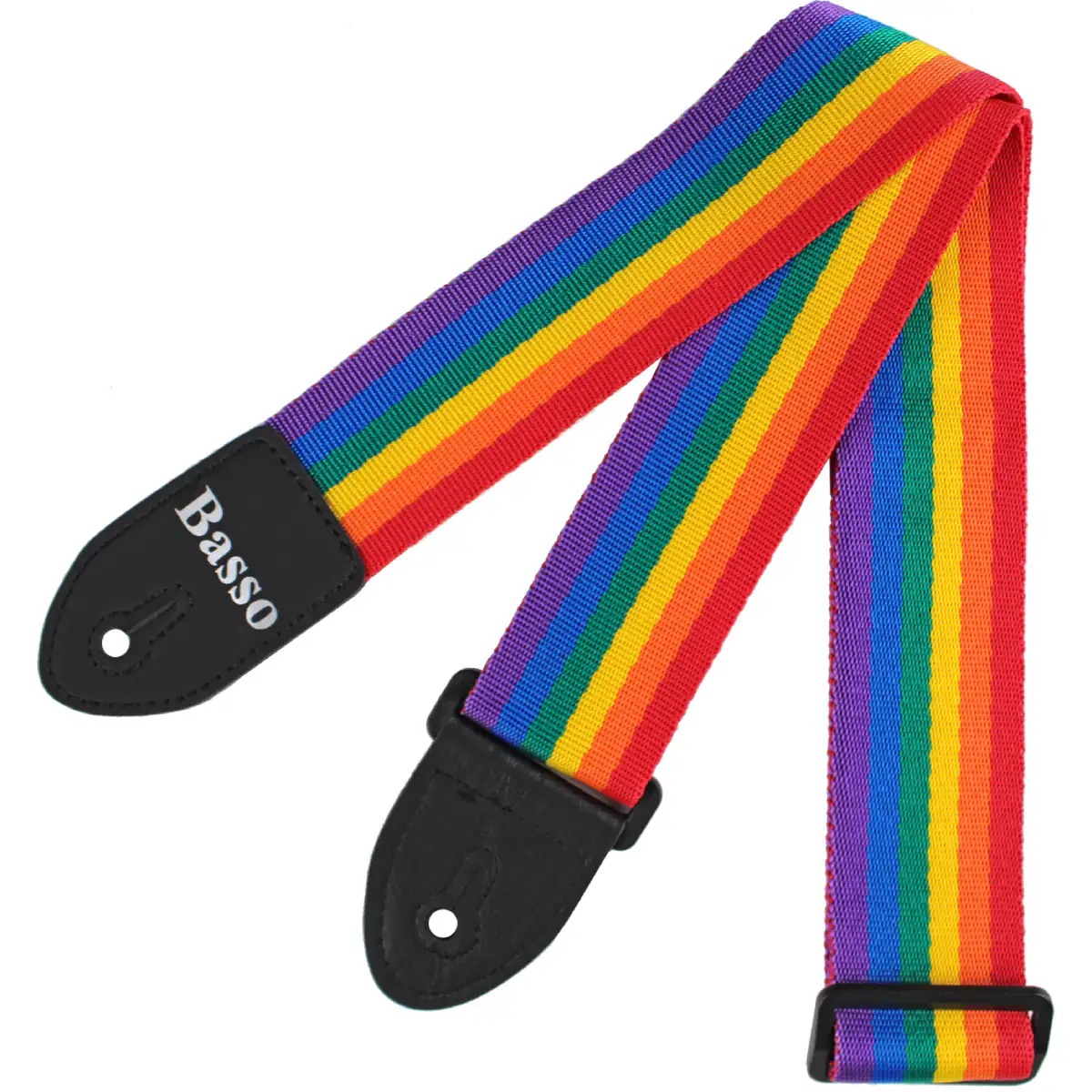 Correia Alça Guitarra Violão Baixo Basso Nylon Arco-íris Ajustável Ponteiras Reforçadas SF 290