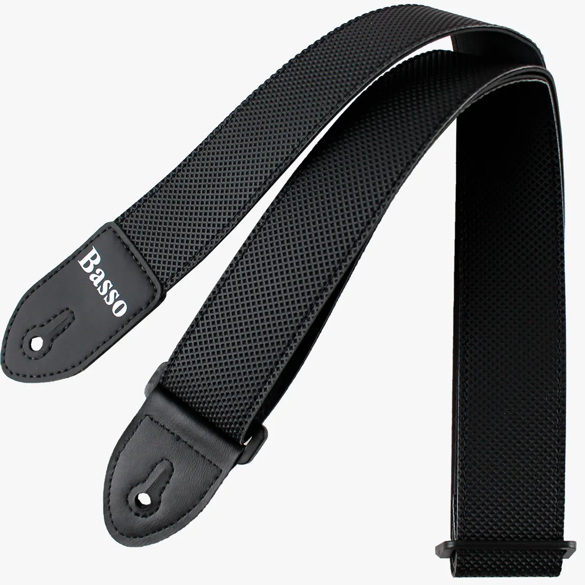 Correia Alça Guitarra Violão Baixo Basso Sintético Preto Textura Ajustável Ponteira Reforçada SF 118