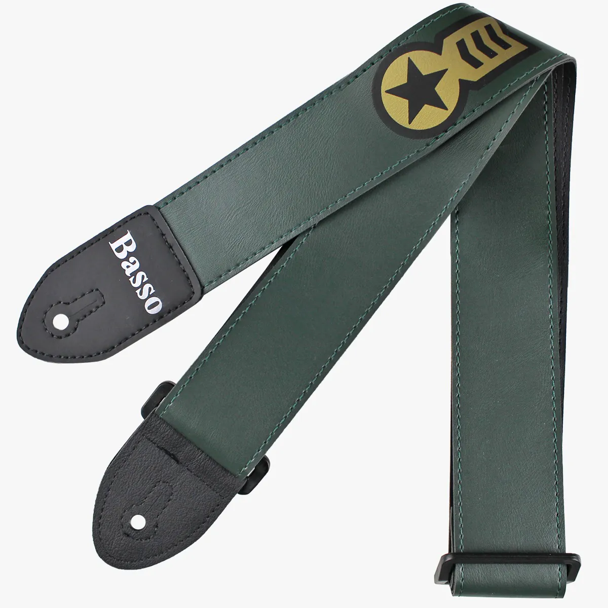 Correia Alça Guitarra Violão Baixo Basso Sintético Verde Militar Ajustável Ponteira Reforçada SF 127