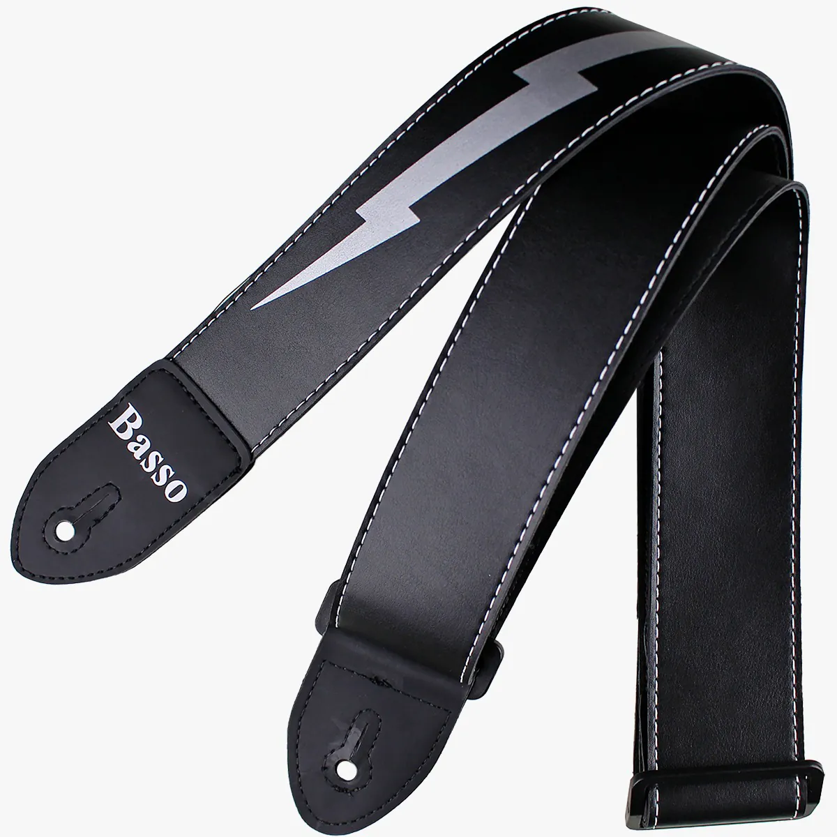 Correia Alça Guitarra Violão Baixo Basso Sintético Preto Raio Ajustável Ponteira Reforçada SF 51