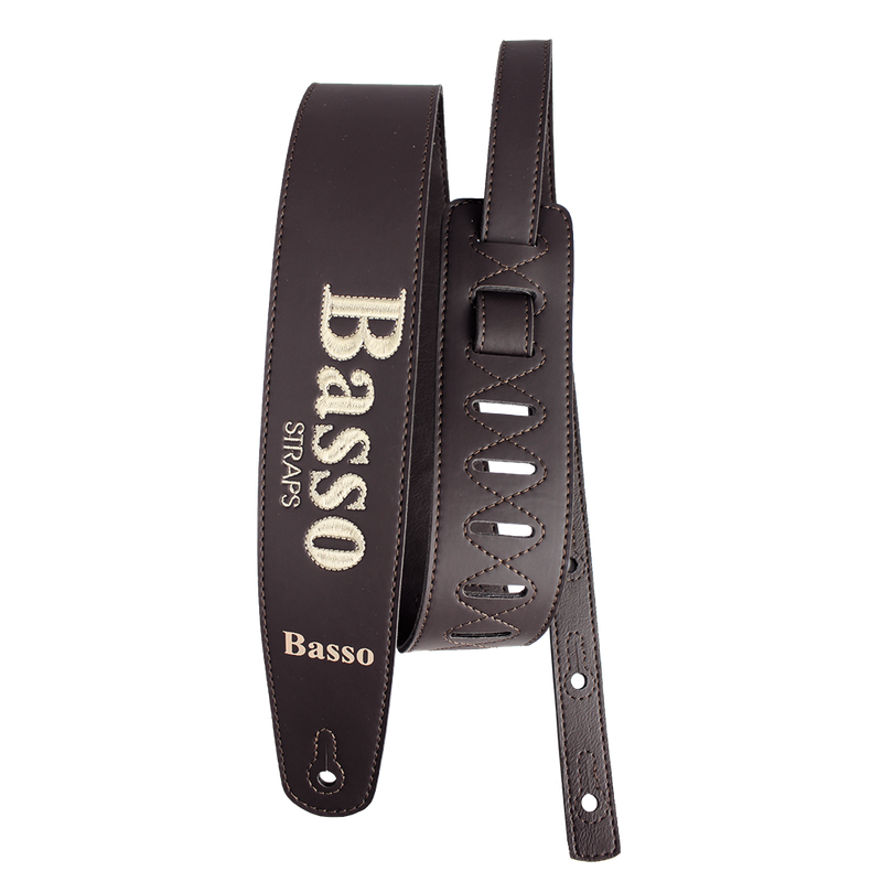 Correia Violão Guitarra Baixo VT L PER Marrom Bordado Basso