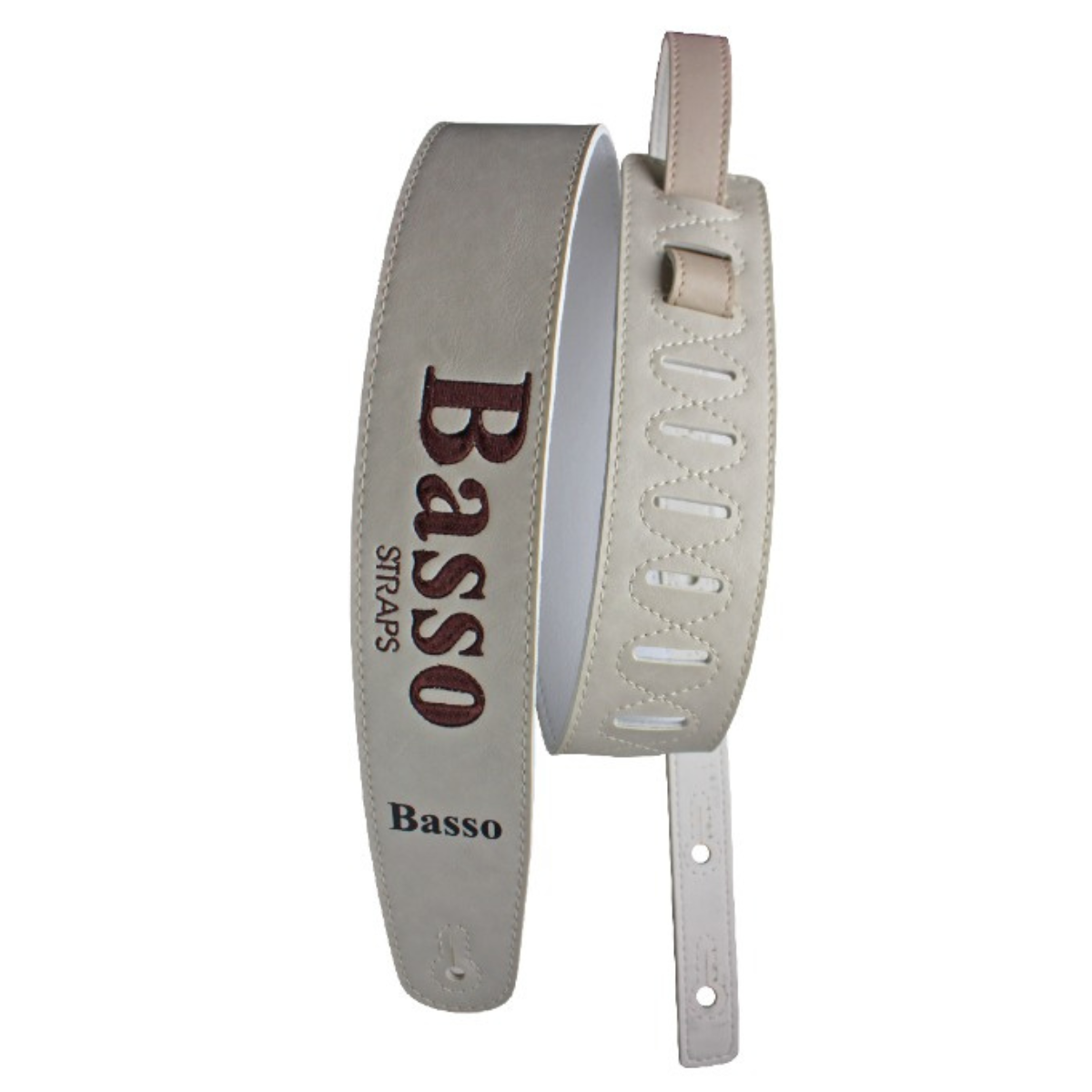 Correia Alça Guitarra Violão Baixo Basso Sintético Bege Bordado Basso Ajustável 92 à 145cm VT L PER