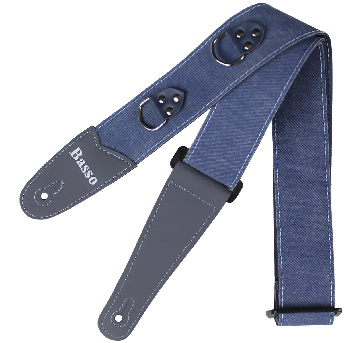 Correia Alça Guitarra Violão Baixo Basso Sintético Azul Metal Ajustável Ponteiras Reforçadas PL 163