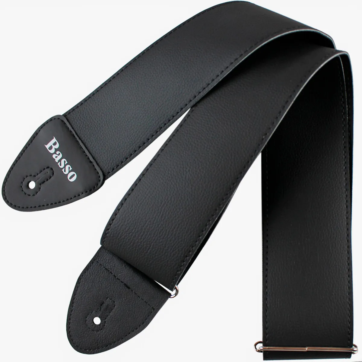 Correia Alça Guitarra Violão Baixo Basso Sintético Liso Preto Ajustável 85 à 150cm Modelo NY 07