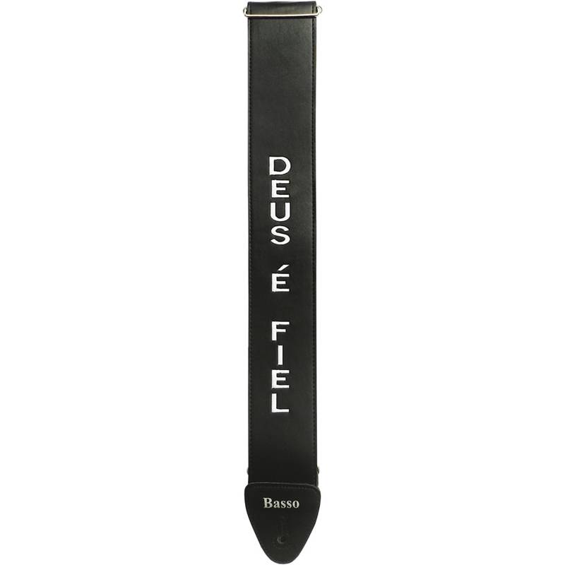 Correia Alça Guitarra Violão Baixo Basso Sintético Preto Ajustável 85 à 150cm NY 07 Deus é Fiel