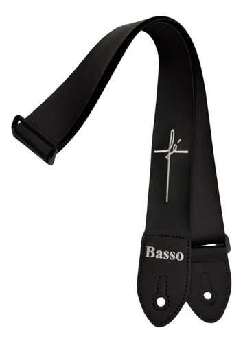 Correia Alça Guitarra Violão Baixo Basso Sintético Liso Preto Ajustável 85 à 150cm NY 01 Fé
