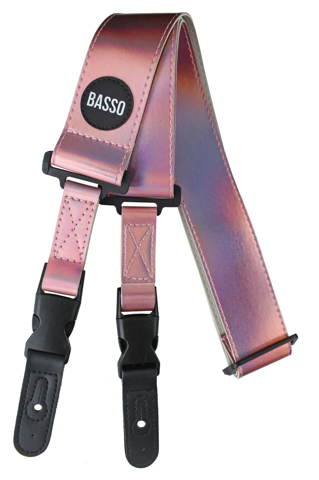 Correia Alça Guitarra Violão Baixo Basso Refletivo Rosa Engate Rápido Ponteira Reforçada QS 23